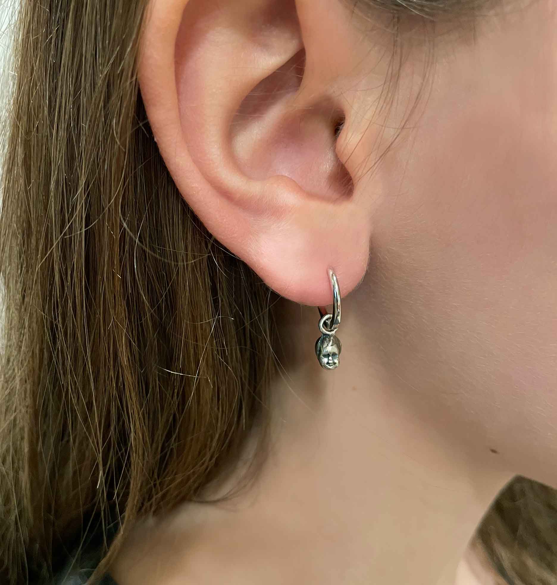 Baby Doll Head Hoop Earrings - Image 6