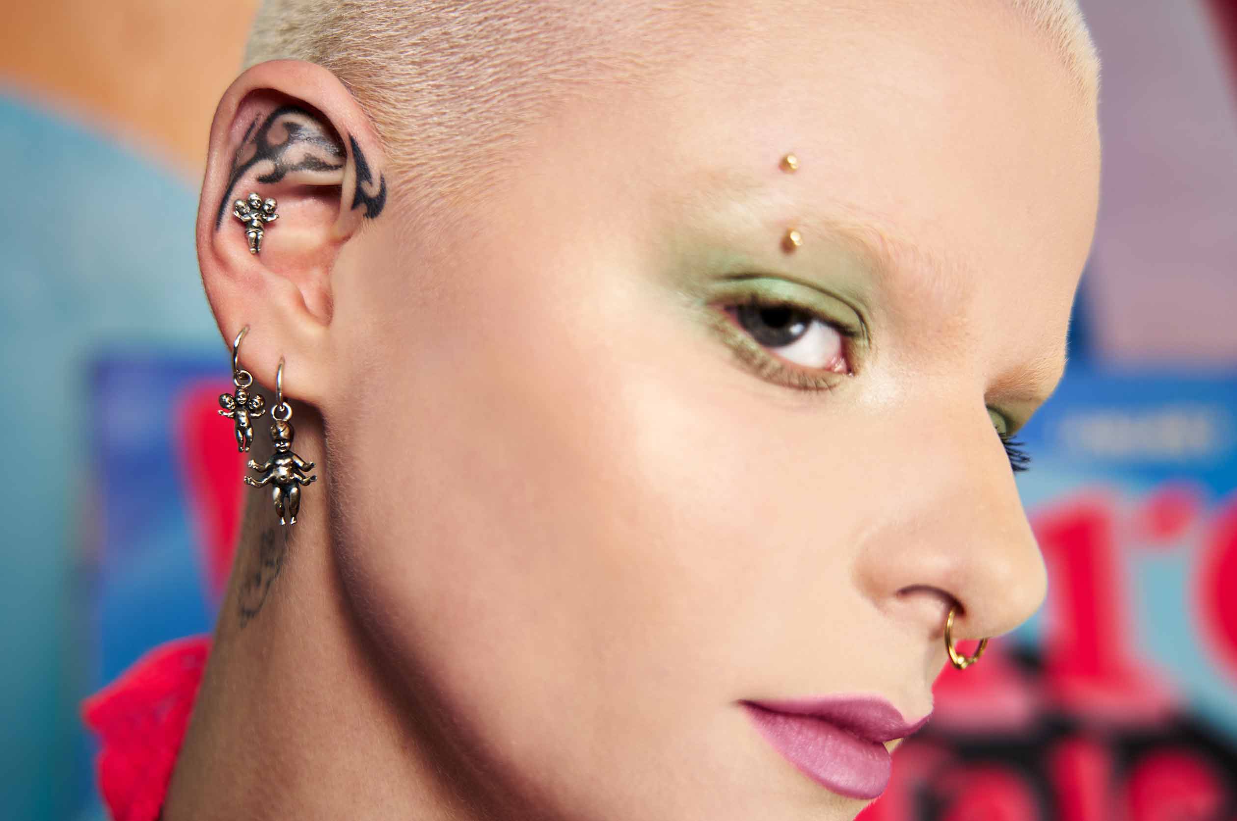 Four Armed Baby Hoop Earrings - Image 4