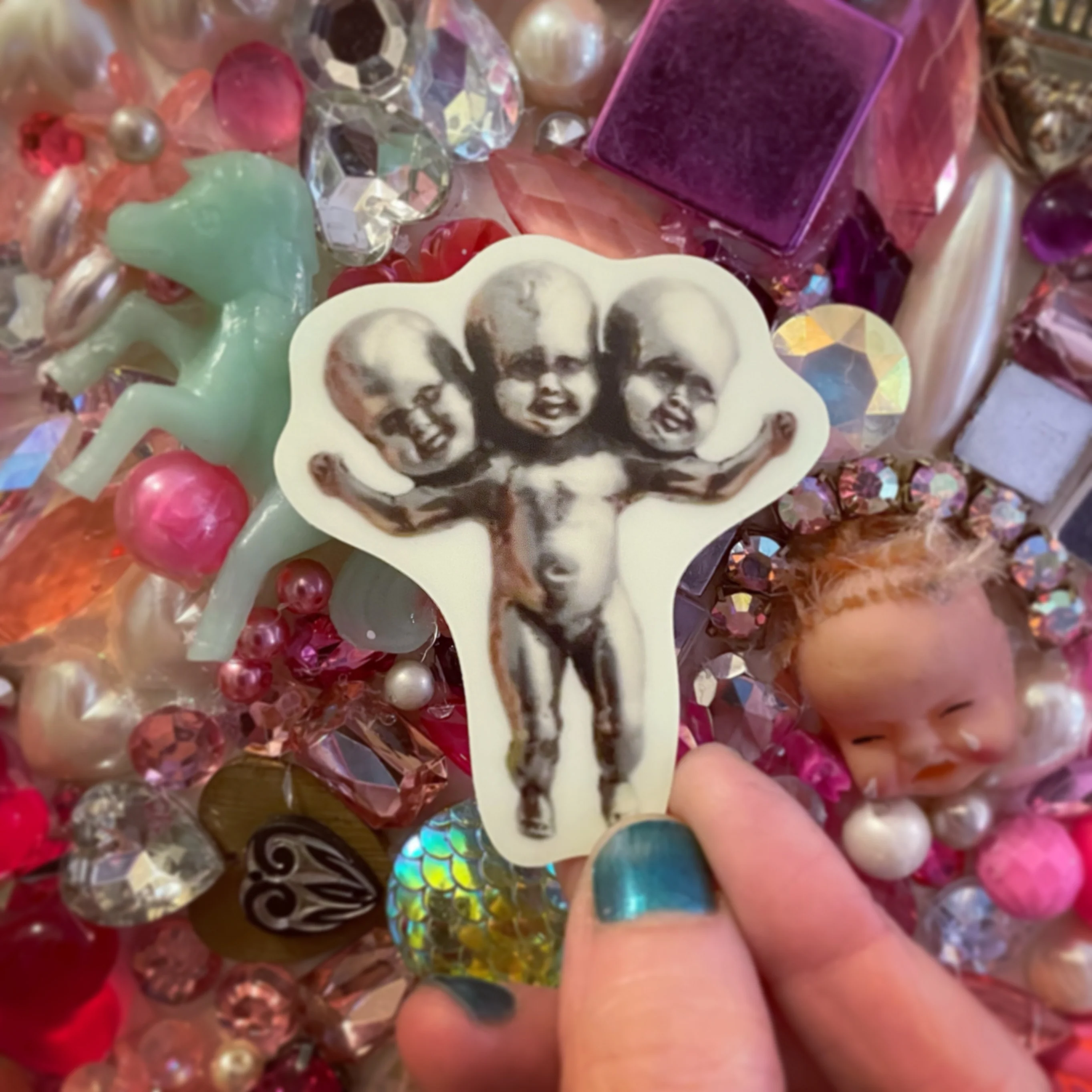 Three Headed Baby GLOW IN THE DARK Sticker - Image 6